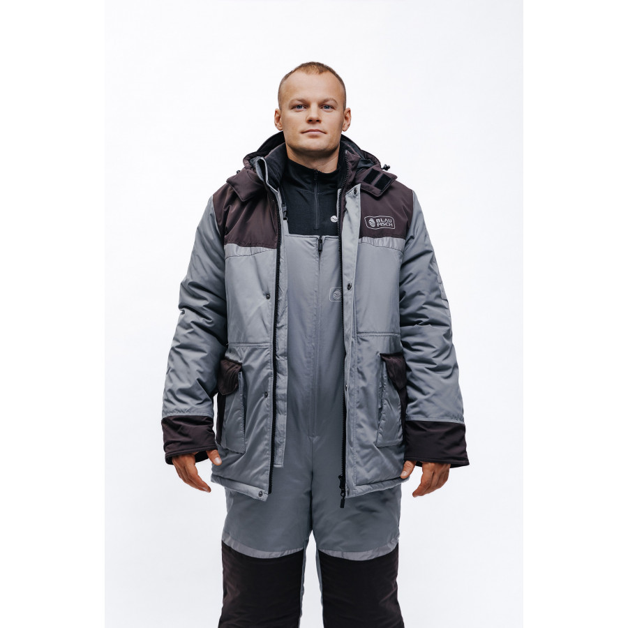 Зимний костюм для рыбалки "Омуль", серый/черный Зимний костюм для рыбалки "Омуль", серый/черный